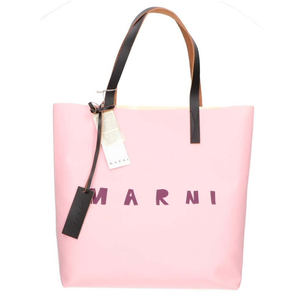 MARNI SHMPQ10A06P3660LOC03 Logo Tote Bag, Pink/Ivory, Women's
